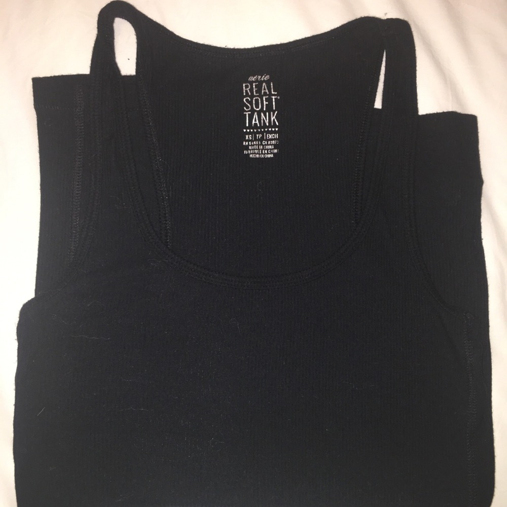 Aerie black ribbed, super soft black tank top.